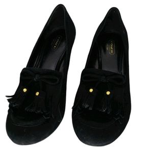 Coach Black Suede Wedge Shoes 9B Elegant Practical